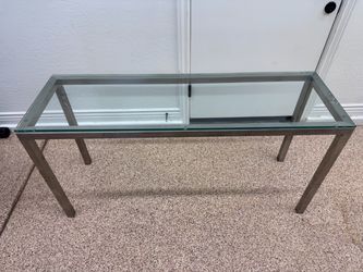Modern Glass & Brushed Metal Console / Sofa Table – 56”