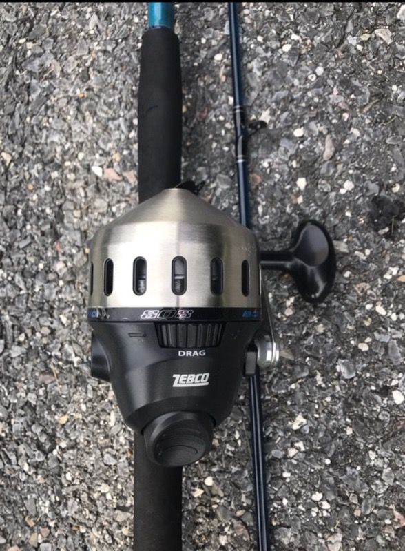 Brand New never used still has tag. Zebco 808 fishing reel and rod