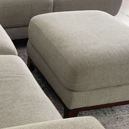 Amherst Cobblestone White Ottoman from Living Spaces