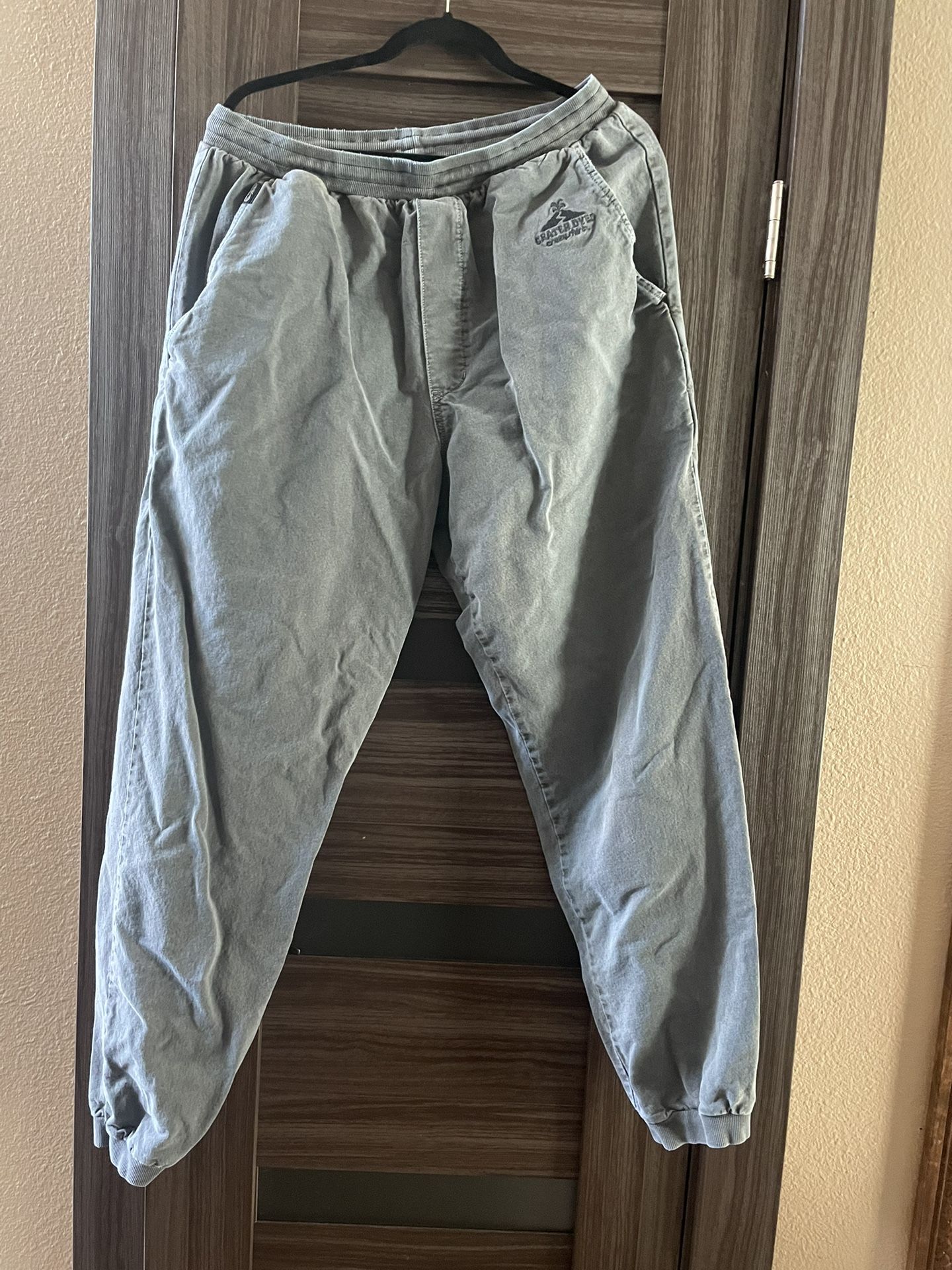Crazy Shirts Hawaii Joggers Mens L Gray Crater Dyed Pants Beach Surf Cotton