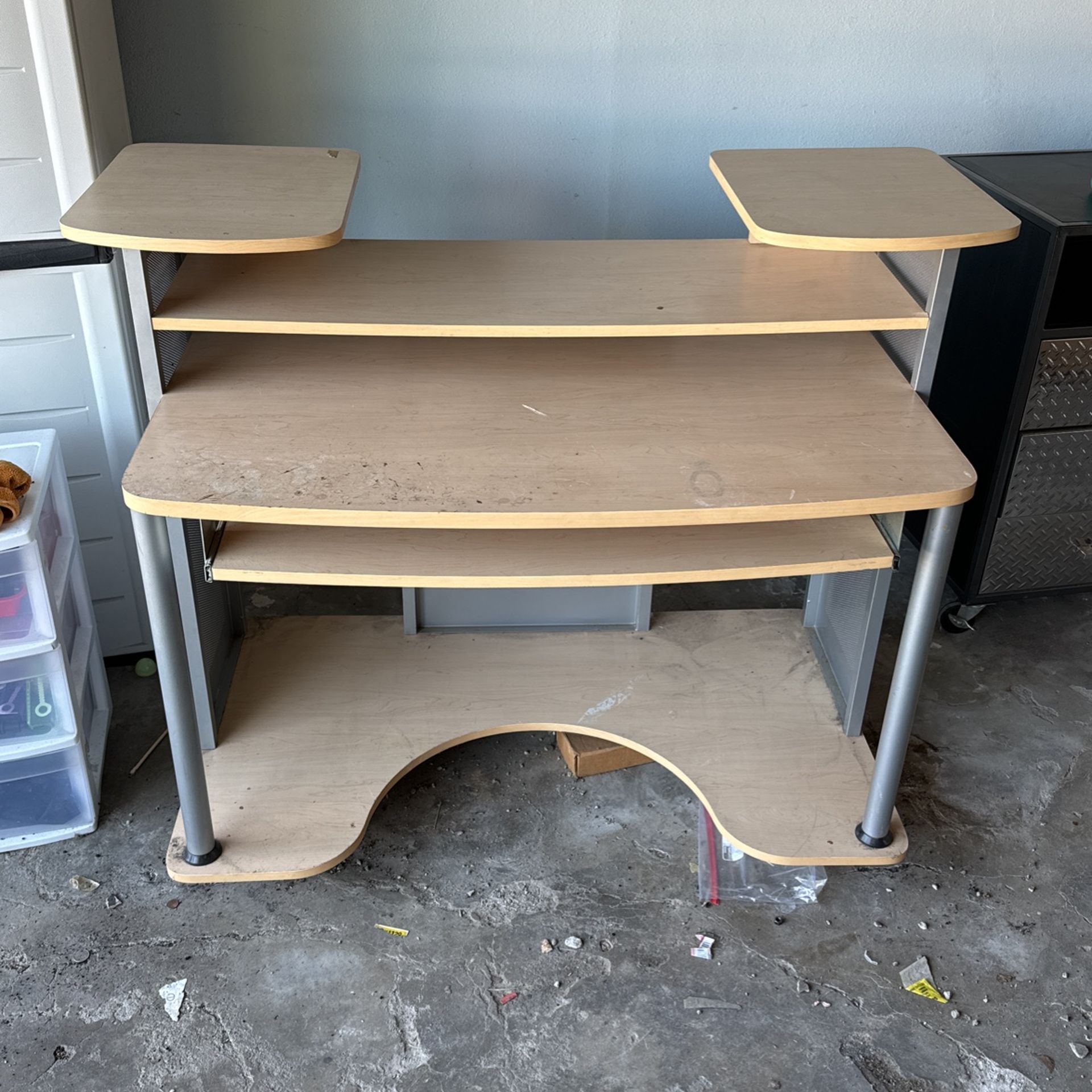 Multi Level Wooden Computer Desk