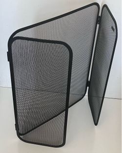 3-Panel Black Metal Fireplace Screen for Fireplace (24" X 38"