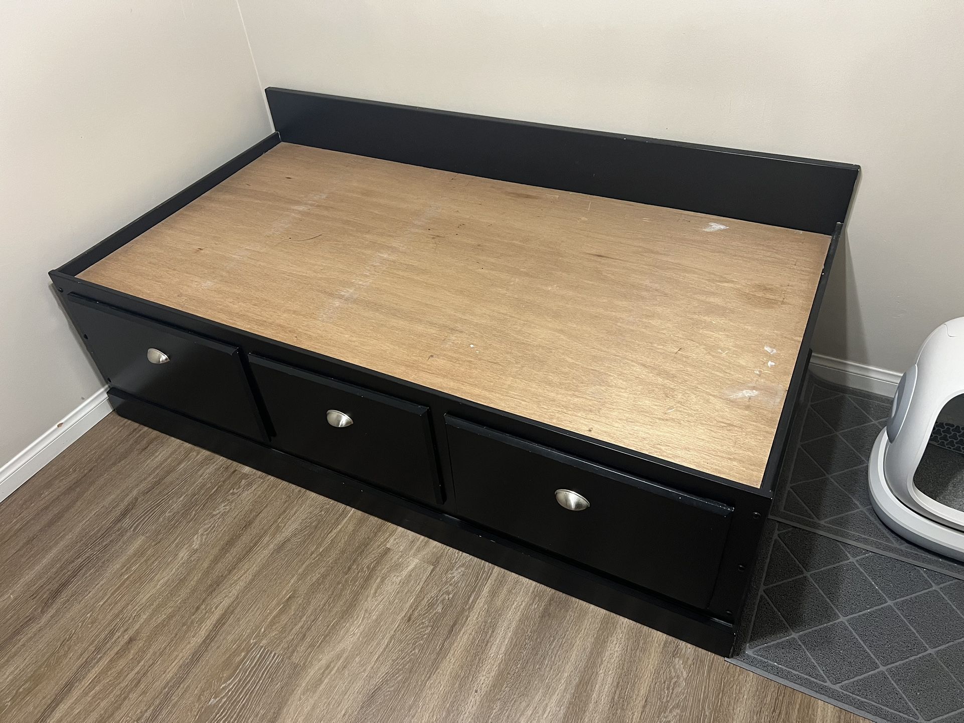 Twin bed frame with drawers