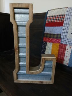 Rustic Wood and Galvanized Metal Letter L