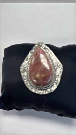 Large Rhodochrosite Pendant with art deco design