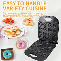 Mini Donut Maker Machine, 1400W Doughnut Machine with Non Stick Surfaces Makes 16 Mini Doughnuts, Pancake Maker for Breakfast, Snacks, Desserts, Kid F