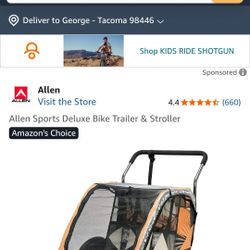 Allen Sports Single Stroller With Bike Attachment 