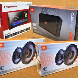Pioneer Touchscreen Stereo Bluetooth USB WebLink Double Din JBL 4 Channel Amplifier 2-Sets 6 1/2" Coaxial Speakes 270 Watts Package 🚨