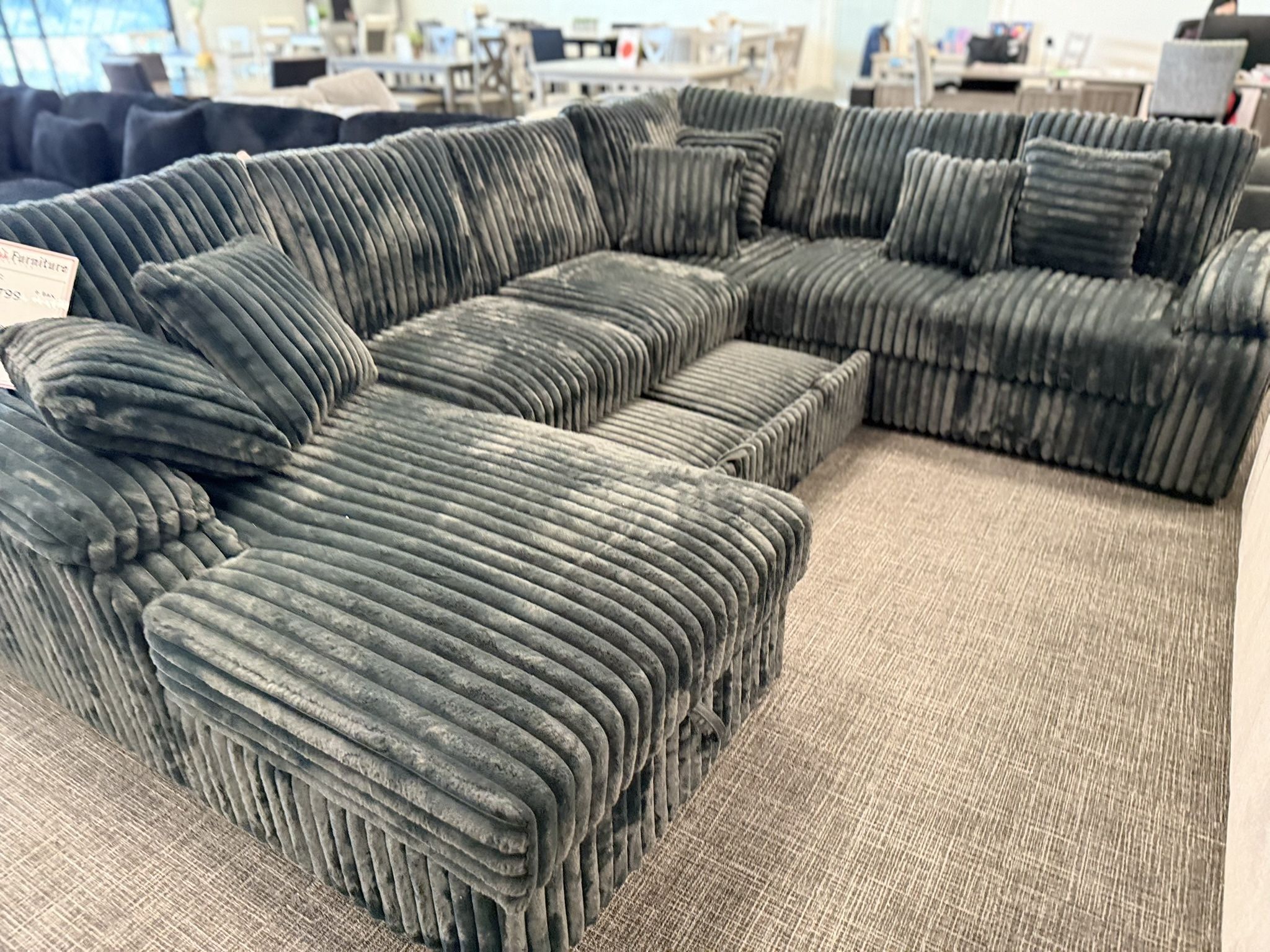Dark Gray Sectional Sleeper W/ Chaise Storage Lounge- EZ $10 Down Payment Options Available