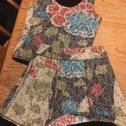 Matching 2 Piece Floral Reversible Tank Top & Skirt