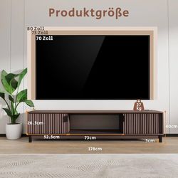 2236a $150  TV Cabinet for TVs up to 80 Inches, Lowboard with Socket & USB Port, 178 cm Long, TV Stand with 2 Doors & Open Storage Space, Brown  RETRO