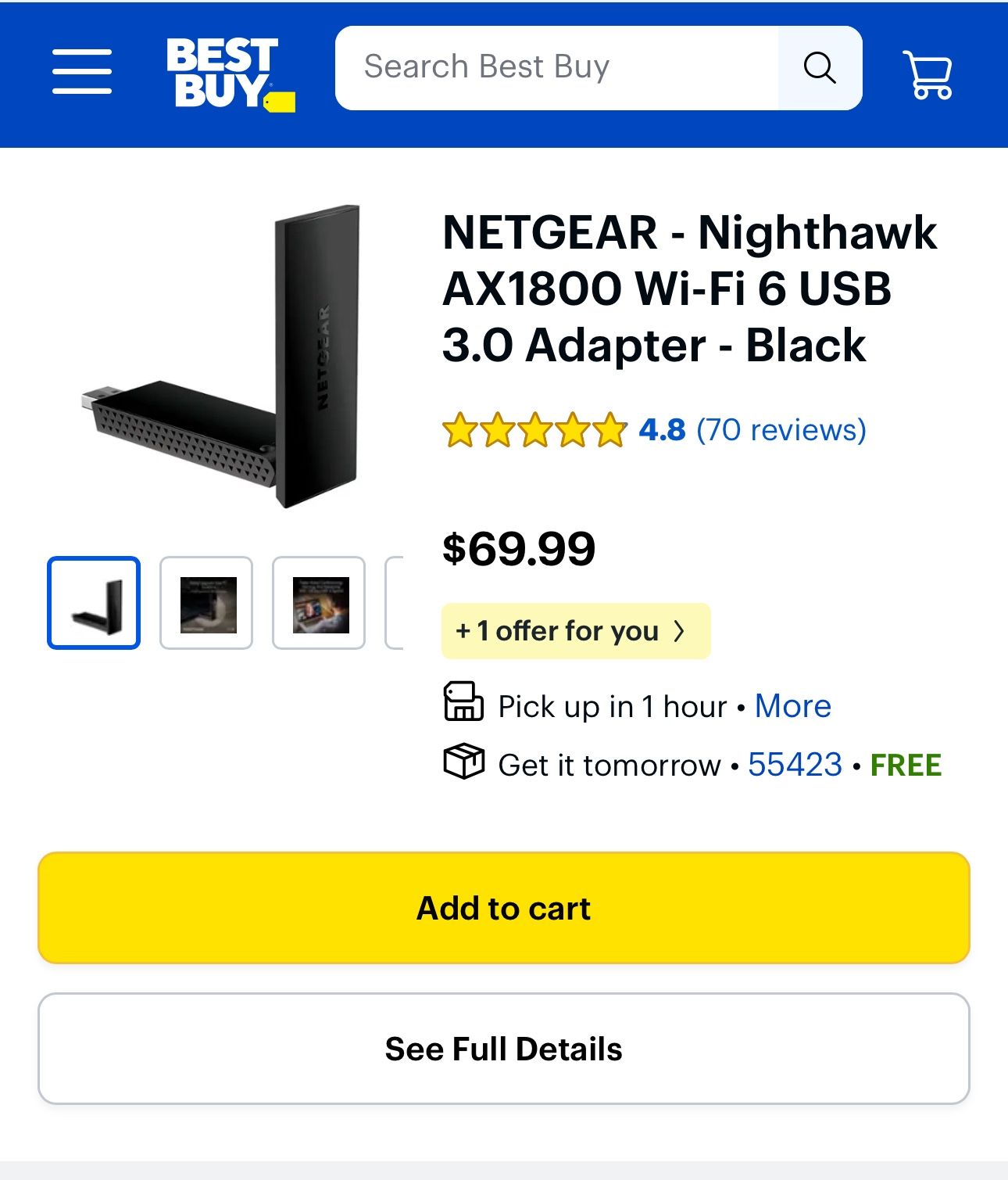 Nighthawk Wi Fi Adapter, USB.