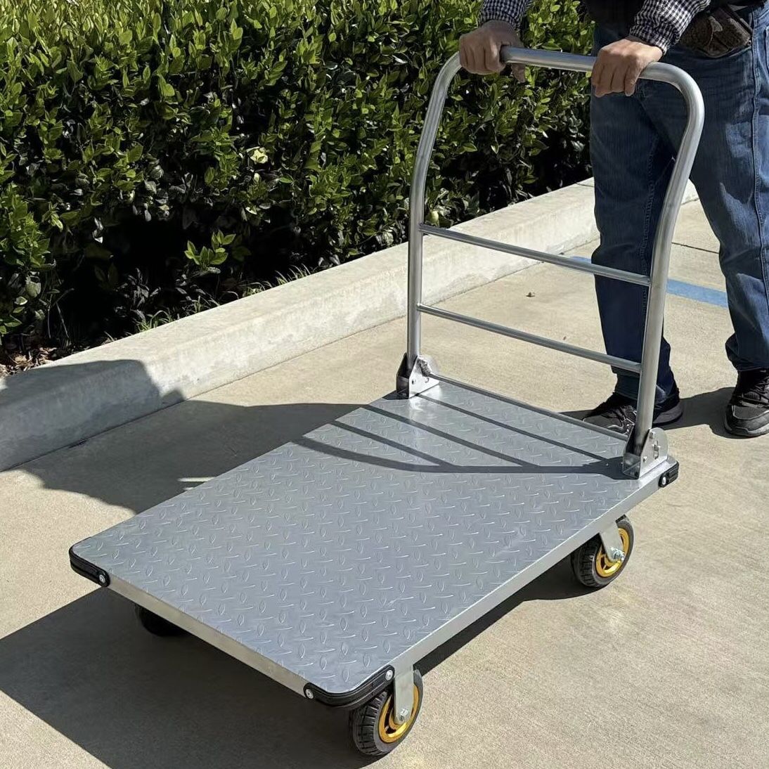 New In Box 1600 Lbs Capacity Heavy Duty Commercial Grade Flatbed Foldable Push Cart Warehouse Dolly Hand Truck 