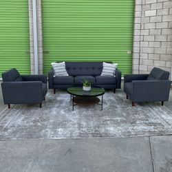 *Free Delivery* Gray Modern Living Spaces Couch Sofa Chair Set