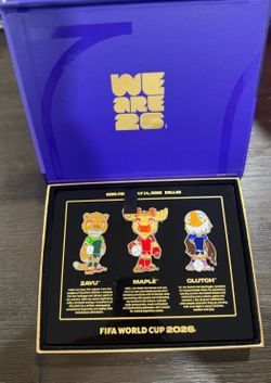 FIFA World Cup 2026 Official Three Mascot Pin Presentation Set, Boxed, Dallas Semifinal