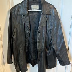 Vintage Nine West Brown Leather Jacket Button Women's Size Large  
