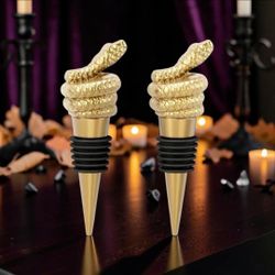 Threshold Brand Elegant Gold Snake Bottle Stoppers 2-Pc Set Halloween collection. This is a set of Threshold brand "Elegant Gold Snake Bottle Stoppers