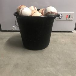 Bucket Of Used Baseballs