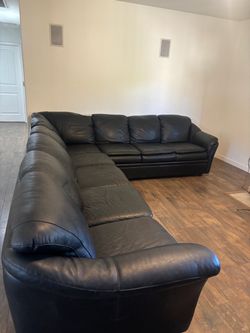 Black leather sectional