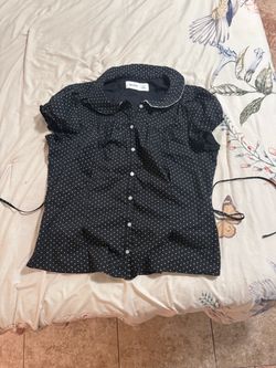 Hollister Polka Dot Ruffle Button-Up Top