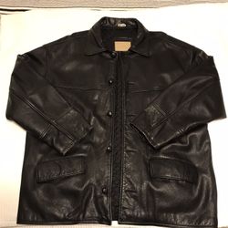 Men’s Black Leather Car Coat