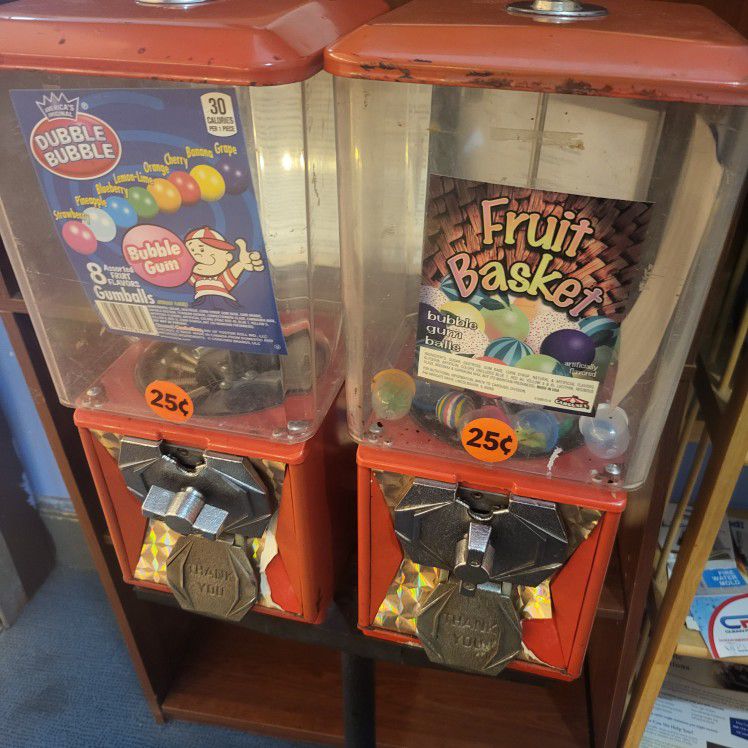 Pair Of Vintage Gumball Machine 