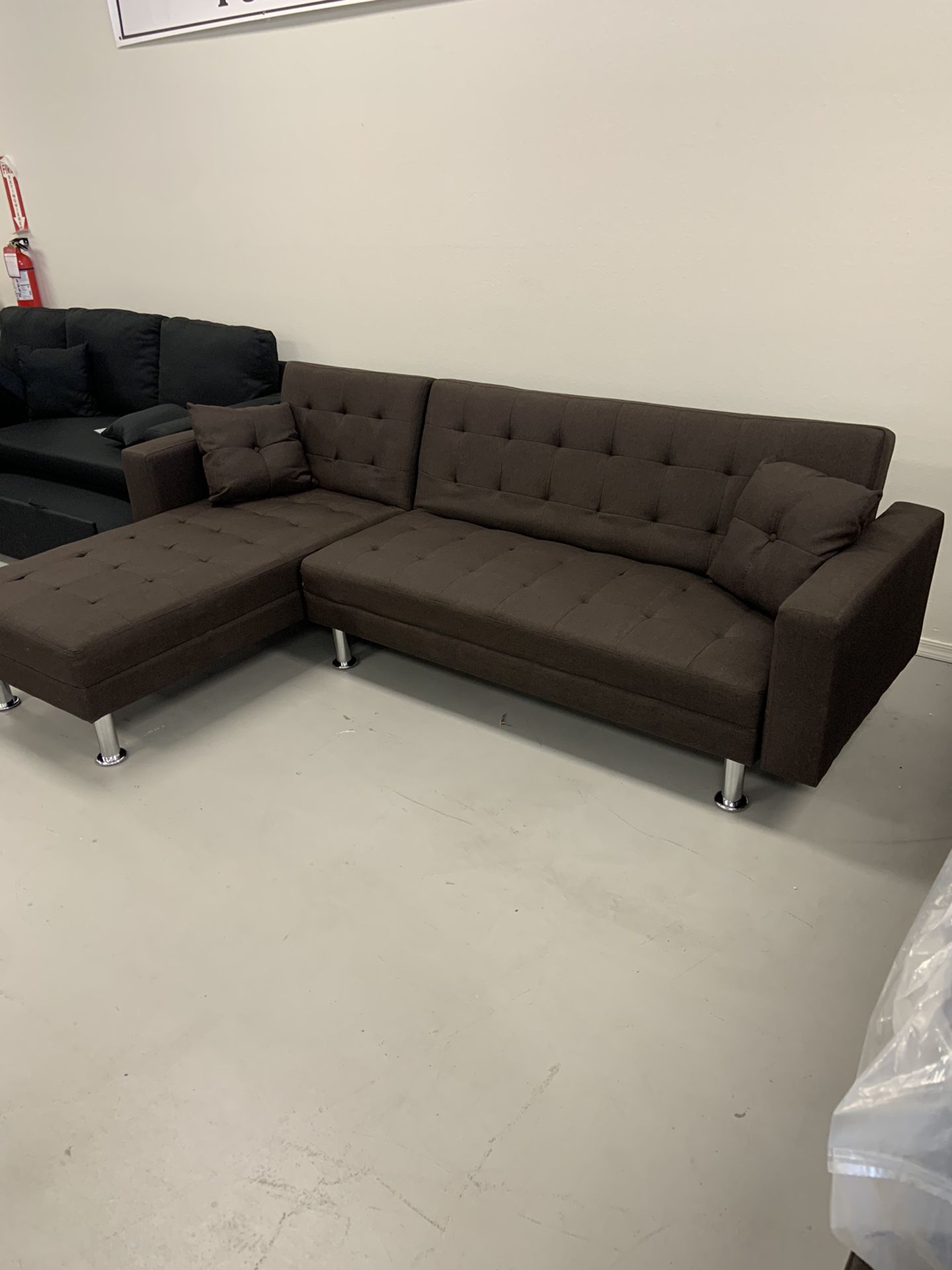 Brand New Chocolate Sectional And Reversible Sleeper