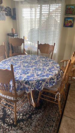 Dining table with six chairs