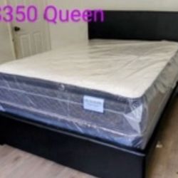 New Queen Size Bed Frame  + Queen Mattress Orthopedic 