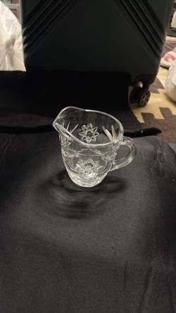 ANCHOR hocking Glass creamer  with handle 4 tall 3.5 wide TA
