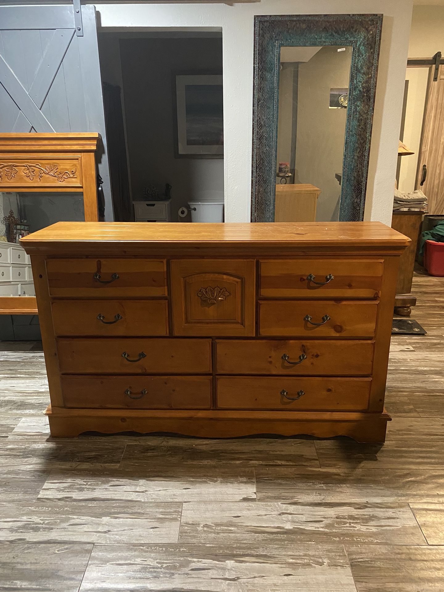 Wood Dresser With Mirror 