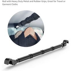 Car Clothes Hanger Bar, Expandable Vehicle Clothing Rack Hanger Rod with Heavy Duty Metal and Rubber Grips, Great for Travel or Garment Cloths
