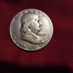 Benjamin Franklin. 90% Silver. (1951)"S" 