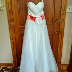 Strapless Heart Shaped Bust, Tie Down Back Wedding Dress
