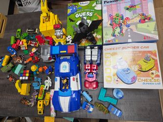 Assorted toys, transformer, paw patrol, etc