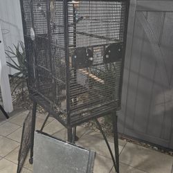 Jaula Negra De Hierro Fuerte Para Aves En Buenas Condiciones