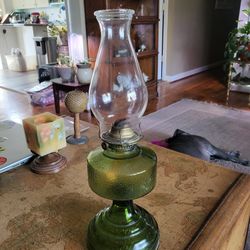 Vintage Depression Glass Oil Lamp