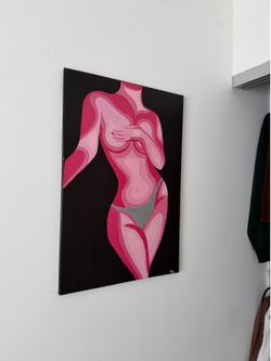 Modern Glam Woman Silhouette Painting (Pink, Black, Sparkle)