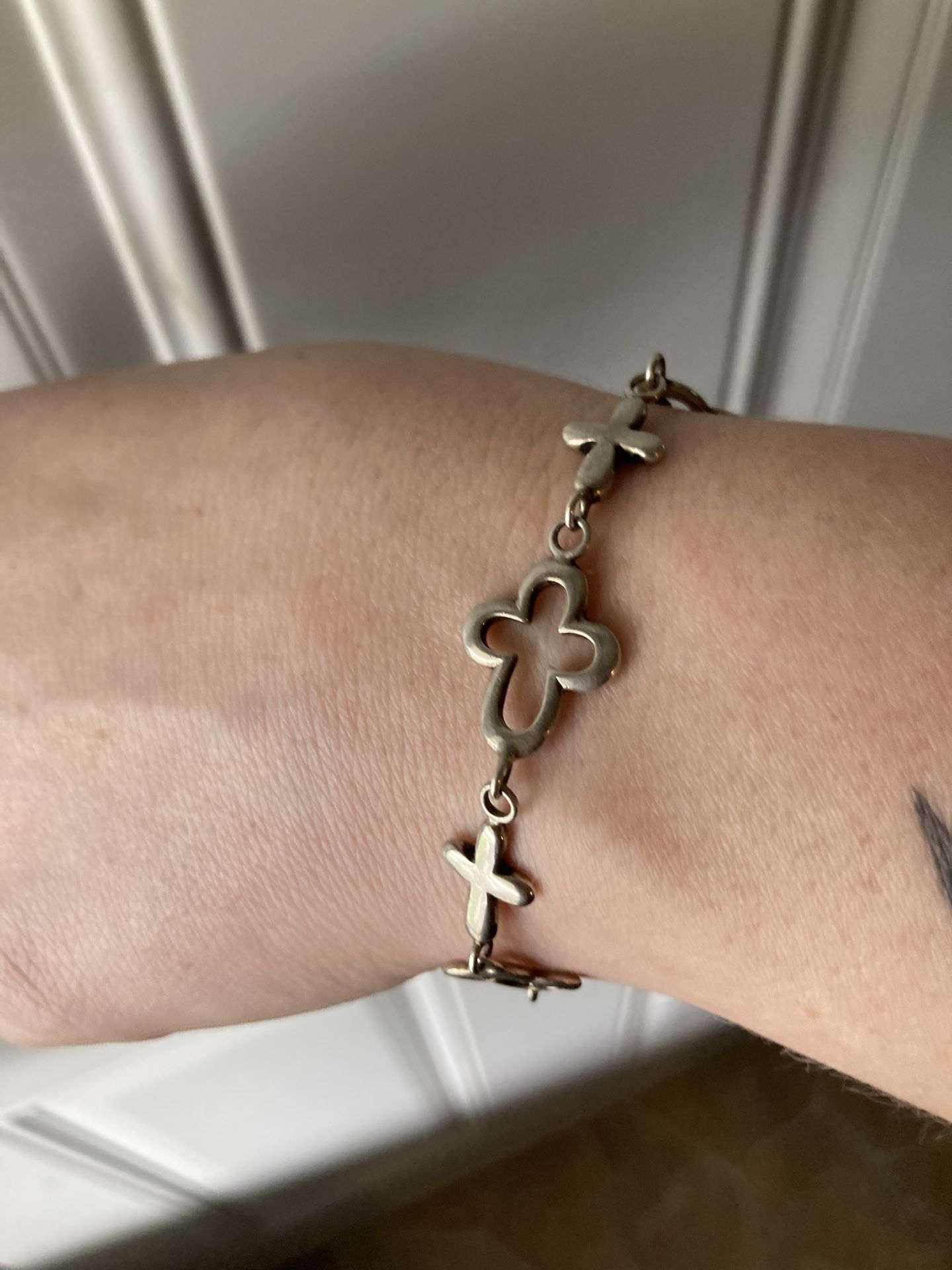 Cross Pattern Silver Bracelet