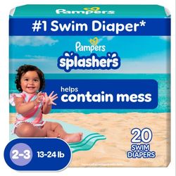 Pampers Swim Diapers - Splashers - Size 2-3, 20 Count, Gap-Free Disposable Baby Swimming Pants