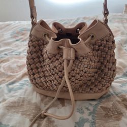 Boho bucket bag, Soft woven Leather 