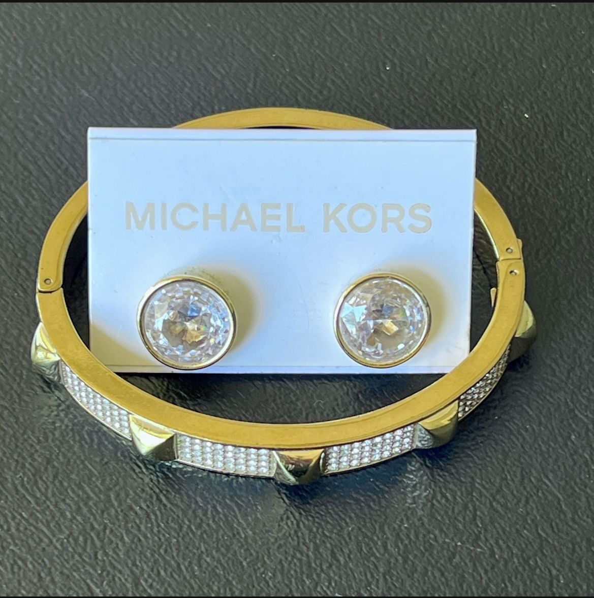 Michael Kors Bundle Matching Gold Tone Earrings And Bracelet