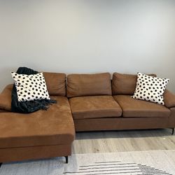 Reversible Chaise Faux Leather Sofa 
