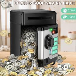 Piggy Bank, Automatic Electronic Piggy Bank for Kids Boys Girls with Password and Fingerprint Unlocking