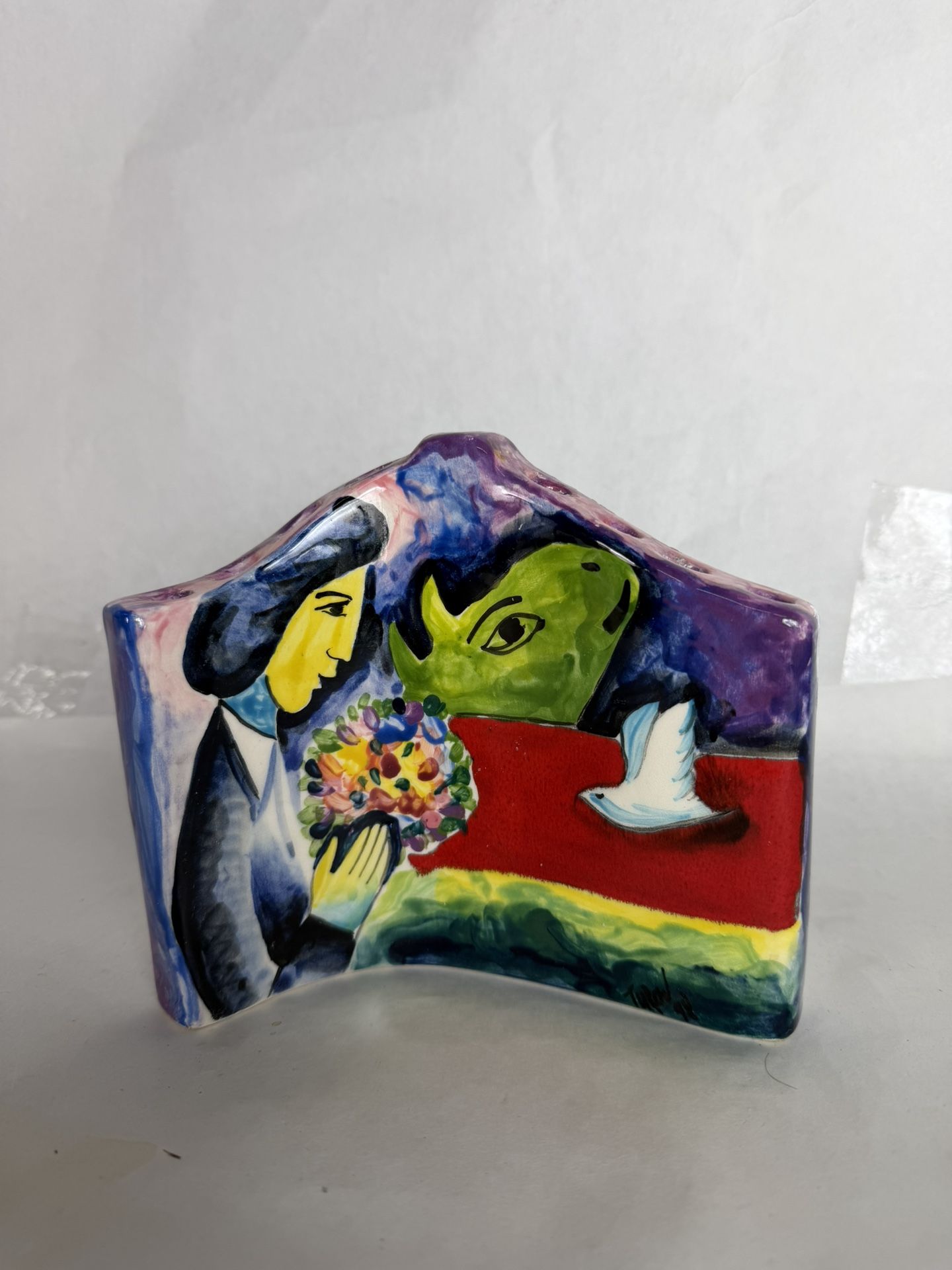 Jerusalem Ceramic MENORAH by ANATOLY TUROV Double Sided Signed Art Pottery