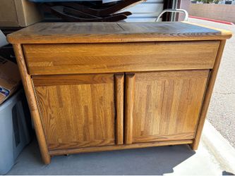 Vintage Oak Rolling Buffet – Expanding Top