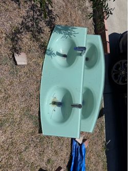 Glass bathroom double sink