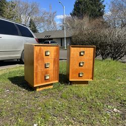 Pair vintage, solid Wood nightstands