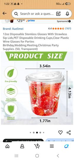 Xuelimei 12oz Disposable Clear Plastic Cups with Lids – 100 Pack