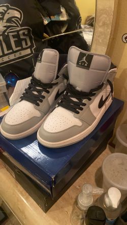 Brand New. Air Jordan 1 Mid Light Smoke Grey Sneakers